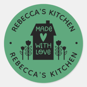 Personalized Green Homemade with love Classic Round Sticker