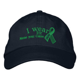 Personalized Green Hope Ribbon Awareness Your Text Embroidered Hat