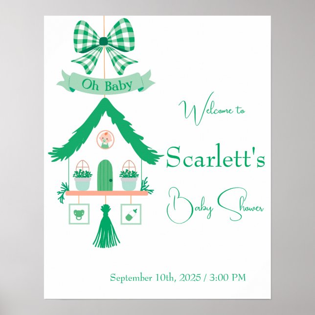 Personalized Green House Oh Baby Shower Poster (Front)