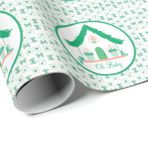 Personalized Green House Oh Baby Shower Wrapping Paper