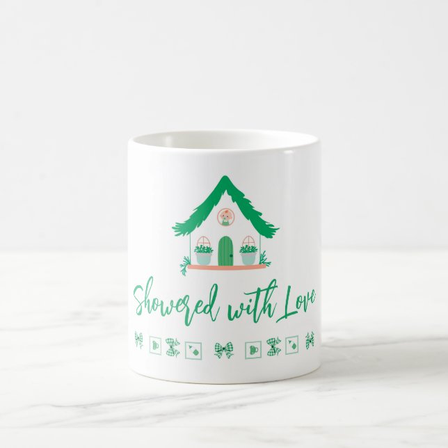 Personalized Green House Showered with love Coffee Mug (Center)