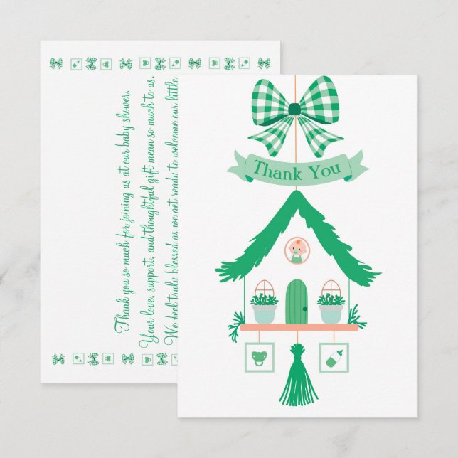 Personalized Green House Thank You Baby Shower Card (Front/Back)