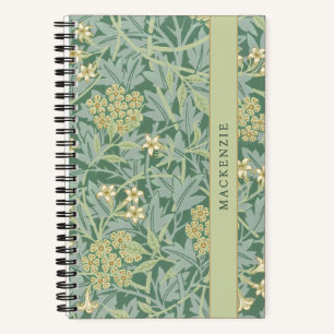 Personalized Green Jasmine Floral Pattern Notebook
