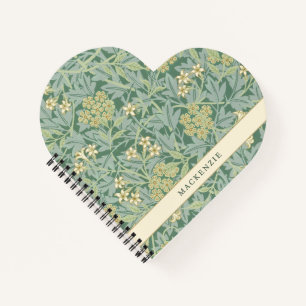 Personalized Green Jasmine Floral Pattern Notebook