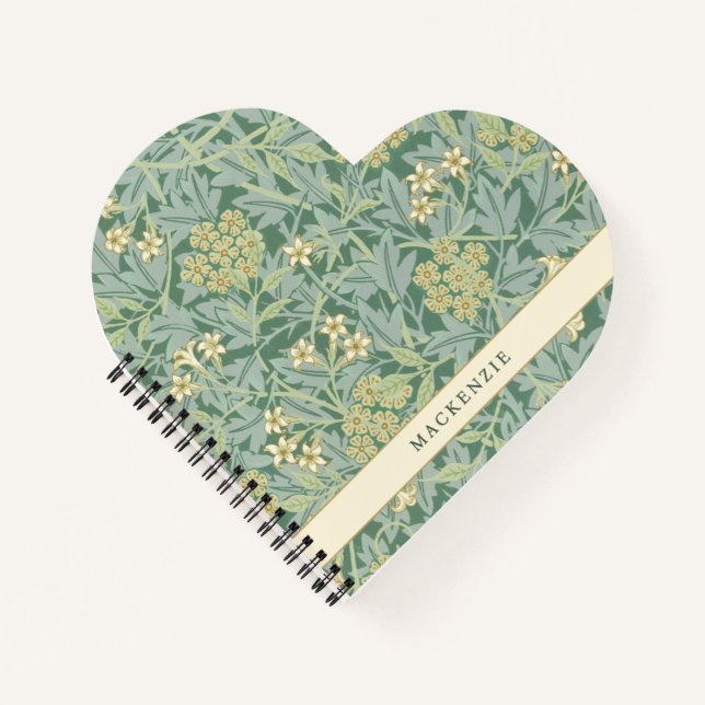 Personalized Green Jasmine Floral Pattern Notebook (Front)