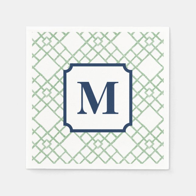Personalized Green Lattice Monogram  Napkin (Front)