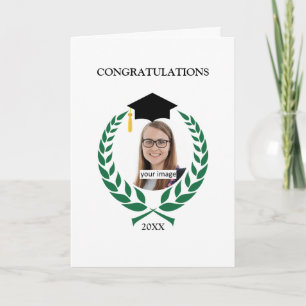 Personalized Green Laurel Graduation Card