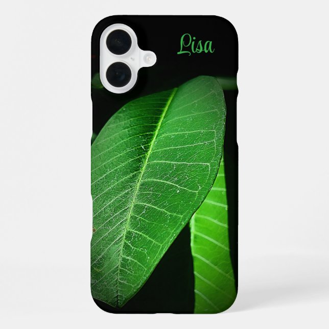 Personalized Green Leaf Apple iPhone Case (Back)