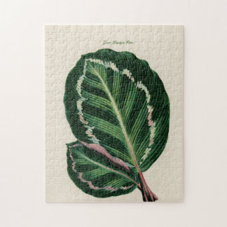 Personalized Green Leaf Botanic Plant Mom Dad Jigsaw Puzzle