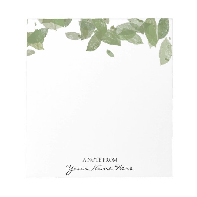Personalized Green Leaf Notepad (Front)