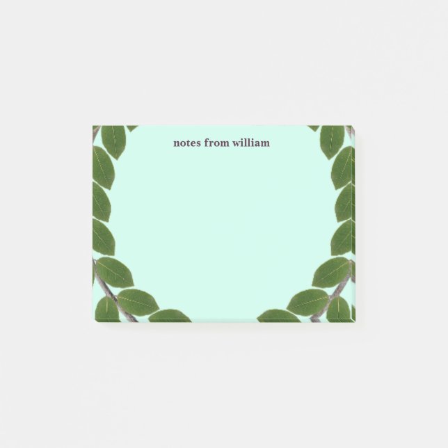 Personalized Green Leafy  Post-it Notes (Front)