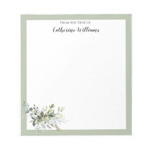 Personalized Green Leaves Home Office Stationery  Notepad