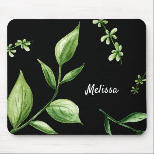 Personalized Green Leaves Mouse Pad