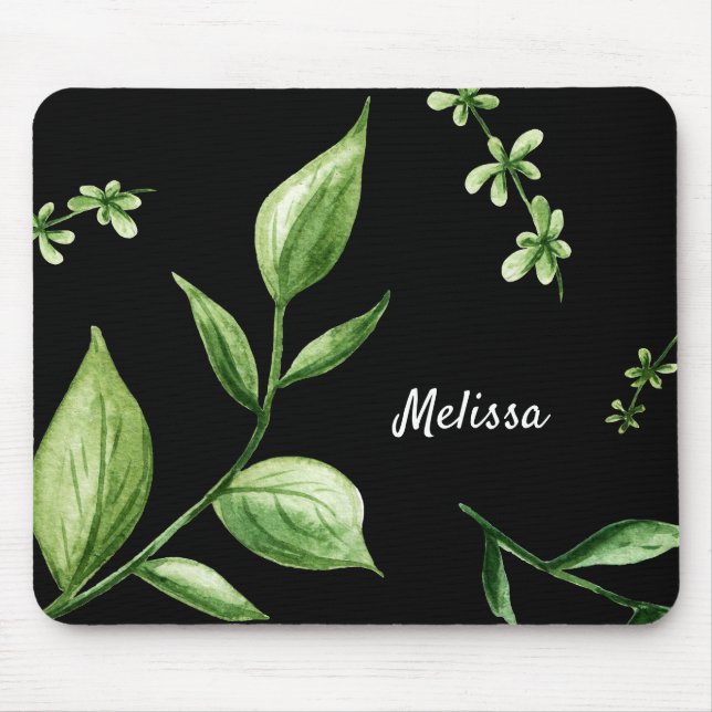 Personalized Green Leaves Mouse Pad (Front)