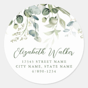 Personalized Green Leaves Round Stickers