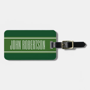 Personalized green luggage tag elegant style