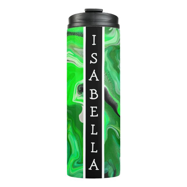 Personalized Green Marble Art Digital Fluid Art    Thermal Tumbler (Front)
