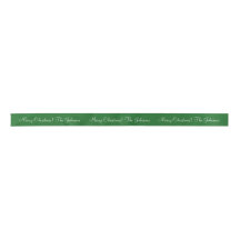 Personalized green Merry Christmas gift ribbon