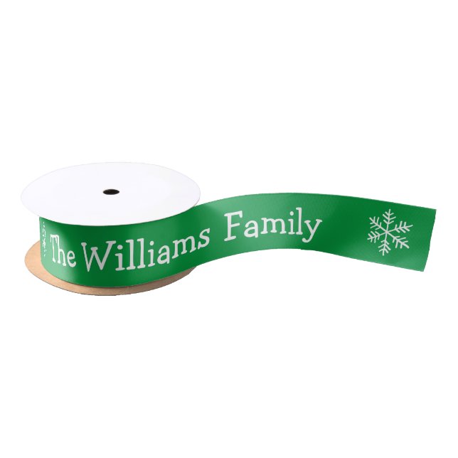 Personalized Green Merry Christmas  Satin Ribbon (Spool)