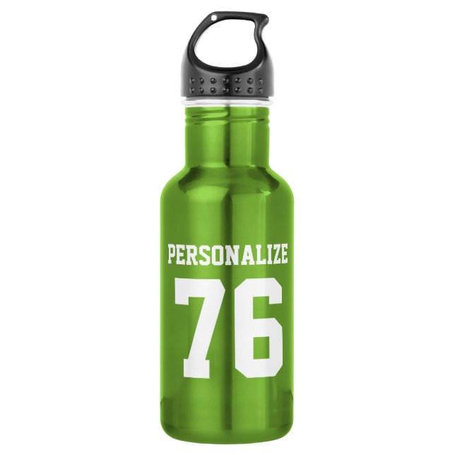 Personalized green metal sports water bottle (Front)