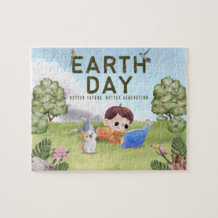 Personalized Green Minimalist Watercolor Garden Jigsaw Puzzle