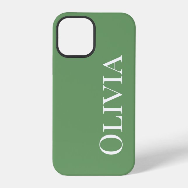 Personalized Green Modern Simple Typography iPhone Case (Back)