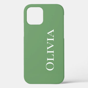 Personalized Green Modern Simple Typography iPhone 12 Pro Case
