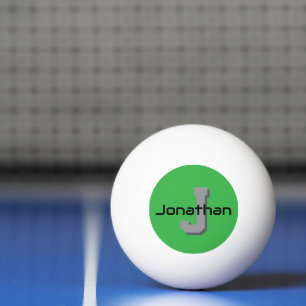Personalized Green Monogram Initial Design Ping Pong Ball