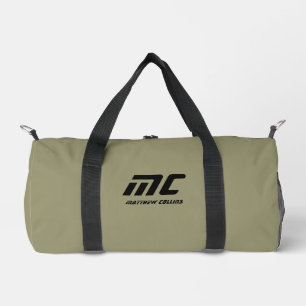 Personalized Green Monogram Name Minimalist Men's Duffle Bag