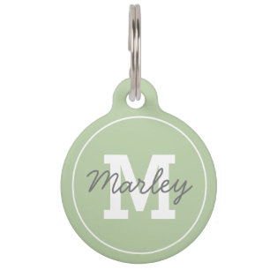 Personalized Green Monogram Pet Name Pet Tag