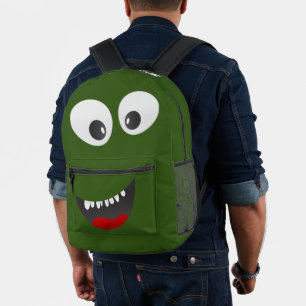Personalized Green Monster Fun Printed Backpack