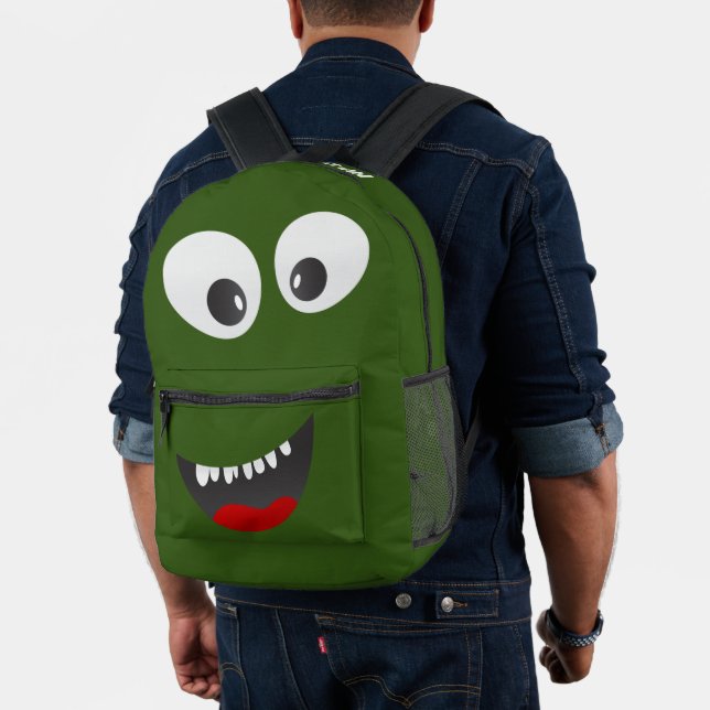 Personalized Green Monster Fun Printed Backpack (Insitu (Model))
