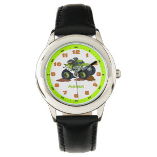 Personalized Green Monster Truck Educational   Watch