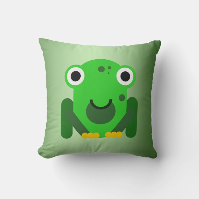 Personalized green Mr. Frog Throw Pillow (Front)