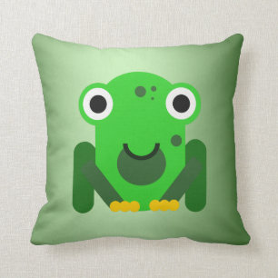 Personalized green Mr. Frog Throw Pillow