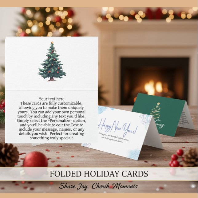 Personalized Green New Year Celebration Cards (Creator Uploaded)