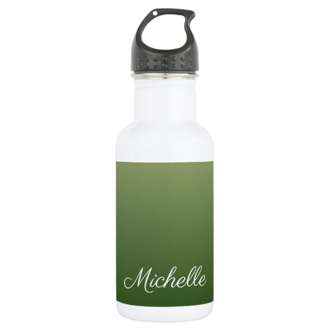 Personalized green ombre 532 ml water bottle (Front)