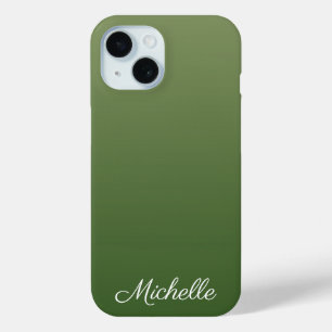 Personalized green ombre iPhone 15 case