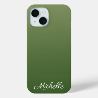 Personalized green ombre iPhone 15 case