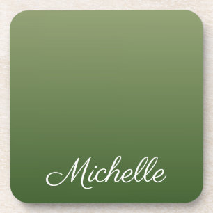 Personalized green ombre coaster
