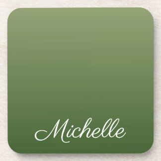 Personalized green ombre coaster