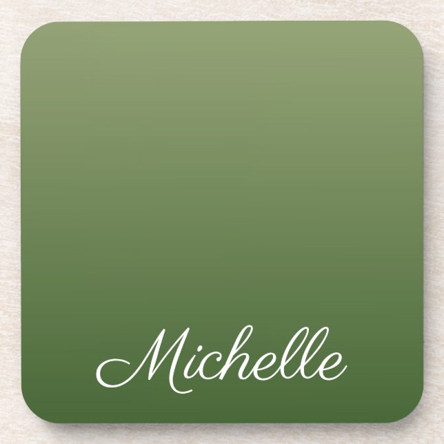 Personalized green ombre coaster (Front)