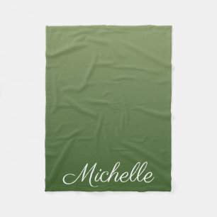 Personalized green ombre fleece blanket
