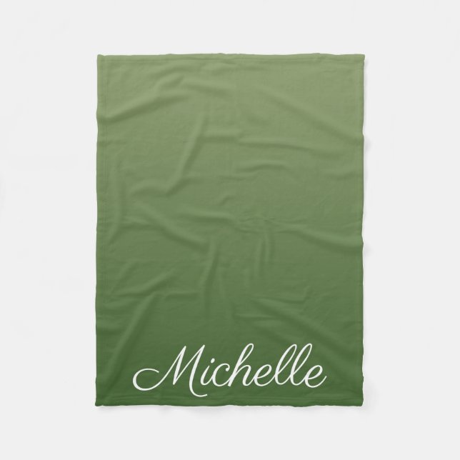 Personalized green ombre fleece blanket (Front)