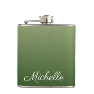 Personalized green ombre hip flask