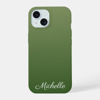 Personalized green ombre iPhone 15 case