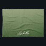 Personalized green ombre kitchen towel<br><div class="desc">Personalized green ombre</div>