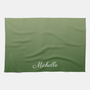 Personalized green ombre kitchen towel