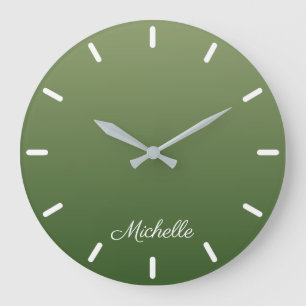 Personalized green ombre large clock