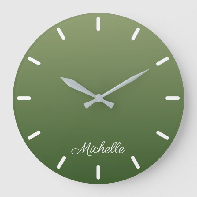 Personalized green ombre large clock (Front)